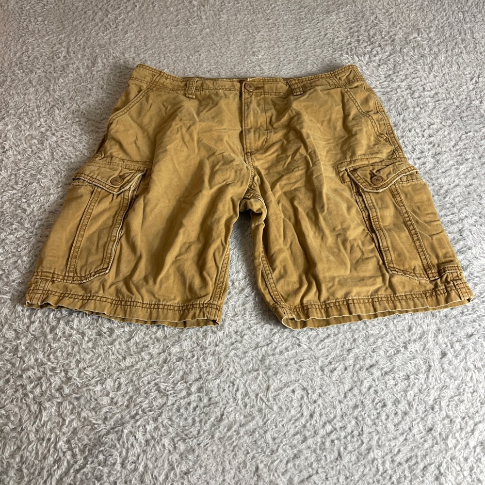 Old Navy Mens Cargo Shorts Tan Khaki Cotton Size 34 Multi Pocket Casual Outdoor